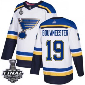 Wholesale Cheap Adidas Blues #19 Jay Bouwmeester White Road Authentic 2019 Stanley Cup Final Stitched NHL Jersey