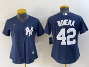 Cheap Women's New York Yankees #42 Mariano Rivera Name Navy Blue Cool Base Stitched Baseball Jersey