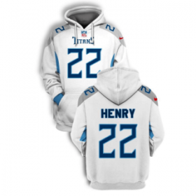 Wholesale Cheap Men\'s White Tennessee Titans #22 Derrick Henry 2021 Pullover Hoodie