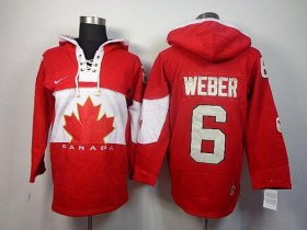 Wholesale Cheap Olympic CA. #6 Shea Weber Red Sawyer Hooded Sweatshirt Stitched NHL Jersey