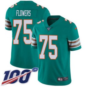 Wholesale Cheap Nike Dolphins #75 Ereck Flowers Aqua Green Alternate Youth Stitched NFL 100th Season Vapor Untouchable Limited Jersey
