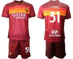 Wholesale Cheap Men 2020-2021 club Roma home 31 red Soccer Jerseys