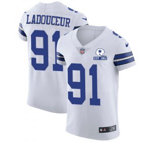 Wholesale Cheap Nike Cowboys #91 L.P. Ladouceur White Men\'s Stitched With Established In 1960 Patch NFL New Elite Jersey