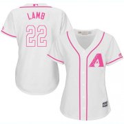 Wholesale Cheap Diamondbacks #22 Jake Lamb White/Pink Fashion Women's Stitched MLB Jersey