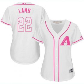 Wholesale Cheap Diamondbacks #22 Jake Lamb White/Pink Fashion Women\'s Stitched MLB Jersey