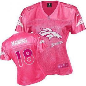 Wholesale Cheap Nike Broncos #18 Peyton Manning Pink Women\'s Fem Fan NFL Game Jersey