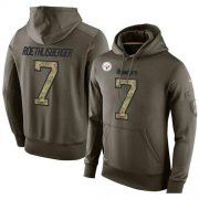 Wholesale Cheap NFL Men's Nike Pittsburgh Steelers #7 Ben Roethlisberger Stitched Green Olive Salute To Service KO Performance Hoodie