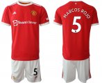 Wholesale Cheap Men 2021-2022 Club Manchester United home red 5 Adidas Soccer Jersey