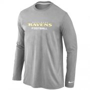 Wholesale Cheap Nike Baltimore Ravens Authentic Font Long Sleeve T-Shirt Grey