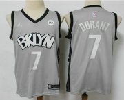 Wholesale Cheap Men's Brooklyn Nets #7 Kevin Durant Light Grey 2021 Brand Jordan Swingman Stitched NBA Jersey With NEW Sponsor Logo