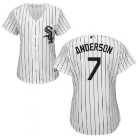 Wholesale Cheap White Sox #7 Tim Anderson White(Black Strip) Home Women\'s Stitched MLB Jersey