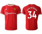 Wholesale Cheap Men 2021-2022 Club Manchester United home red aaa version 34 Adidas Soccer Jersey