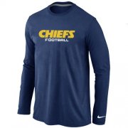 Wholesale Cheap Nike Kansas City Chiefs Authentic Font Long Sleeve T-Shirt Dark Blue