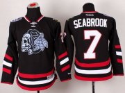 Wholesale Cheap Blackhawks #7 Brent Seabrook Black(White Skull) 2014 Stadium Series Stitched Youth NHL Jersey