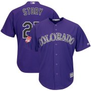 Wholesale Cheap Rockies #27 Trevor Story Purple 2019 Spring Training Cool Base Stitched MLB Jersey