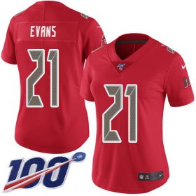 Wholesale Cheap Nike Buccaneers #21 Justin Evans Red Women\'s Stitched NFL Limited Rush 100th Season Jersey