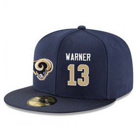 Wholesale Cheap Los Angeles Rams #13 Kurt Warner Snapback Cap NFL Player Navy Blue with Gold Number Stitched Hat