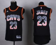 Wholesale Cheap Cleveland Cavaliers #23 LeBron James Revolution 30 Swingman 2014 USA Flag Fashion Black Jersey