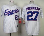 Wholesale Cheap Mitchell and Ness 2000 Expos #27 Vladimir Guerrero White Blue Strip Stitched Throwback MLB Jersey