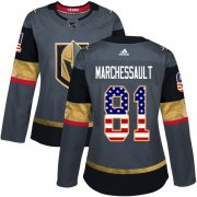 Wholesale Cheap Adidas Golden Knights #81 Jonathan Marchessault Grey Home Authentic USA Flag Women's Stitched NHL Jersey