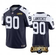 Cheap Men's Dallas Cowboys #90 DeMarcus Lawrence Navy White 2023 F.U.S.E. NFC East Champions Patch Football Stitched Jersey