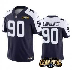 Cheap Men\'s Dallas Cowboys #90 DeMarcus Lawrence Navy White 2023 F.U.S.E. NFC East Champions Patch Football Stitched Jersey
