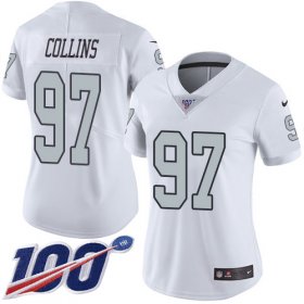Wholesale Cheap Nike Raiders #97 Maliek Collins White Women\'s Stitched NFL Limited Rush 100th Season Jersey