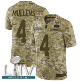 Wholesale Cheap Nike 49ers #4 Nick Mullens Camo Super Bowl LIV 2020 Youth Stitched NFL Limited 2018 Salute To Service Jersey