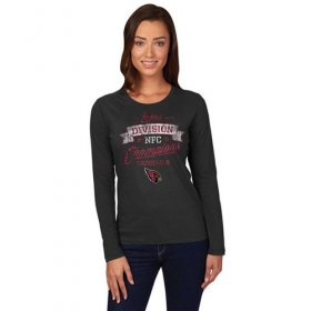 Wholesale Cheap Women\'s Arizona Cardinals Majestic Black 2015 NFC West Division Champions Long Sleeves T-Shirt