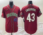 Cheap Mens Mexico Baseball #43 Patrick Sandoval Number 2023 Red World Classic Stitched Jersey