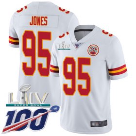 Wholesale Cheap Nike Chiefs #95 Chris Jones White Super Bowl LIV 2020 Men\'s Stitched NFL 100th Season Vapor Untouchable Limited Jersey