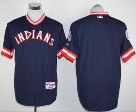 Wholesale Cheap Indians Blank Navy Blue 1976 Turn Back The Clock Stitched MLB Jersey