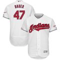 Wholesale Cheap Cleveland Indians #47 Trevor Bauer Majestic Home 2019 All-Star Game Patch Flex Base Player Jersey White