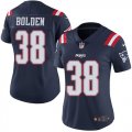 Wholesale Cheap Nike Patriots #38 Brandon Bolden Navy Blue Women's Stitched NFL Limited Rush Jersey