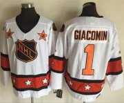 Wholesale Cheap Rangers #1 Eddie Giacomin White/Orange All-Star CCM Throwback Stitched NHL Jersey