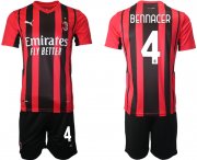 Wholesale Cheap Men 2021-2022 Club AC Milan home red 4 Soccer Jersey