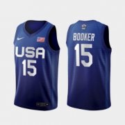 Wholesale Cheap Men's USA Team Devin Booker Away Blue 2021 Tokyo Olympics Jersey