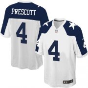 Wholesale Cheap Nike Cowboys #4 Dak Prescott White Thanksgiving Throwback Youth Stitched NFL Elite Jersey