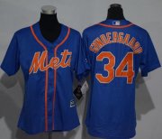 Wholesale Cheap Mets #34 Noah Syndergaard Blue Alternate Women's Stitched MLB Jersey