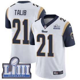 Wholesale Cheap Nike Rams #21 Aqib Talib White Super Bowl LIII Bound Men\'s Stitched NFL Vapor Untouchable Limited Jersey