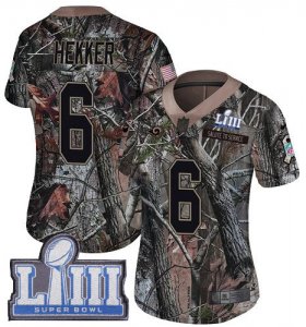 Wholesale Cheap Nike Rams #6 Johnny Hekker Camo Super Bowl LIII Bound Women\'s Stitched NFL Limited Rush Realtree Jersey
