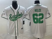 Wholesale Cheap Men's Philadelphia Eagles #62 Jason Kelce White Cool Base Stitched Baseball Jersey