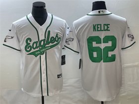 Wholesale Cheap Men\'s Philadelphia Eagles #62 Jason Kelce White Cool Base Stitched Baseball Jersey