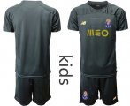 Wholesale Cheap Oporto Blank Black Goalkeeper Kid Soccer Club Jersey