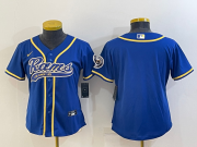 Wholesale Cheap Women's Los Angeles Rams Blank Royal With Patch Cool Base Stitched Baseball Jersey