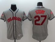 Wholesale Cheap Rockies #27 Trevor Story Grey Fashion Stars & Stripes Flexbase Authentic Stitched MLB Jersey