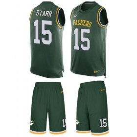 Wholesale Cheap Nike Packers #15 Bart Starr Green Team Color Men\'s Stitched NFL Limited Tank Top Suit Jersey