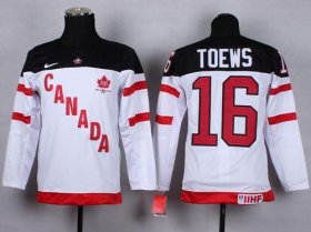 Wholesale Cheap Team Canada #16 Jonathan Toews White 100th Anniversary Stitched Youth NHL Jersey