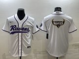 Wholesale Cheap Men's Baltimore Ravens White Team Big Logo With Patch Cool Base Stitched Baseball Jersey