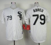 Wholesale Cheap White Sox #79 Jose Abreu White With Black Strip Stitched MLB Jersey